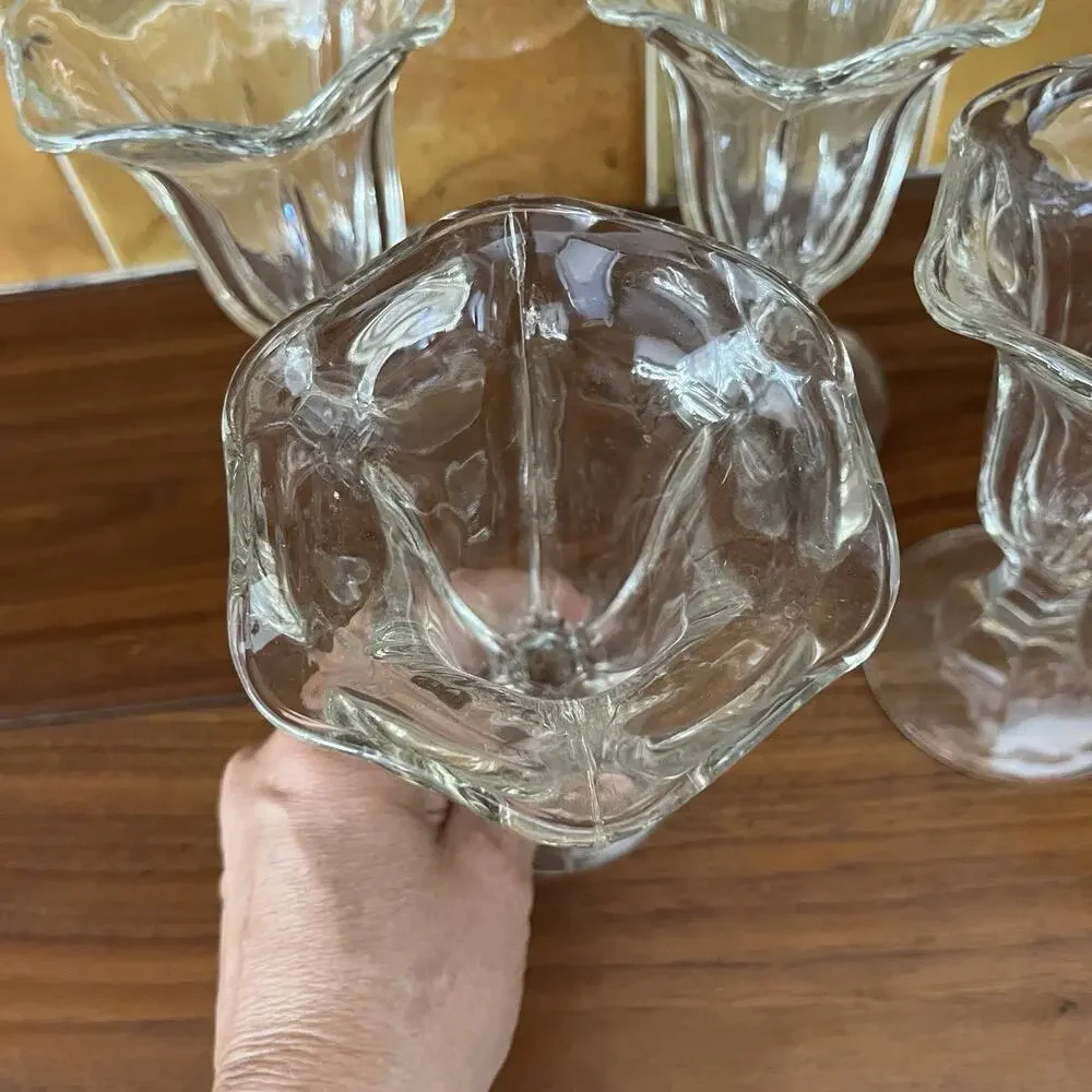 Vintage Tulip Ice Cream Sundae Sherbet Glasses 4-Piece Set